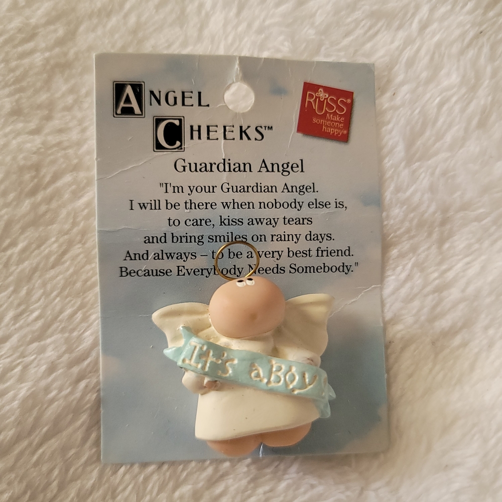 Angel Cheeks Russ Guardian Angel It's A Boy  Pin Brooch Baby Mom Gift NWT New‎